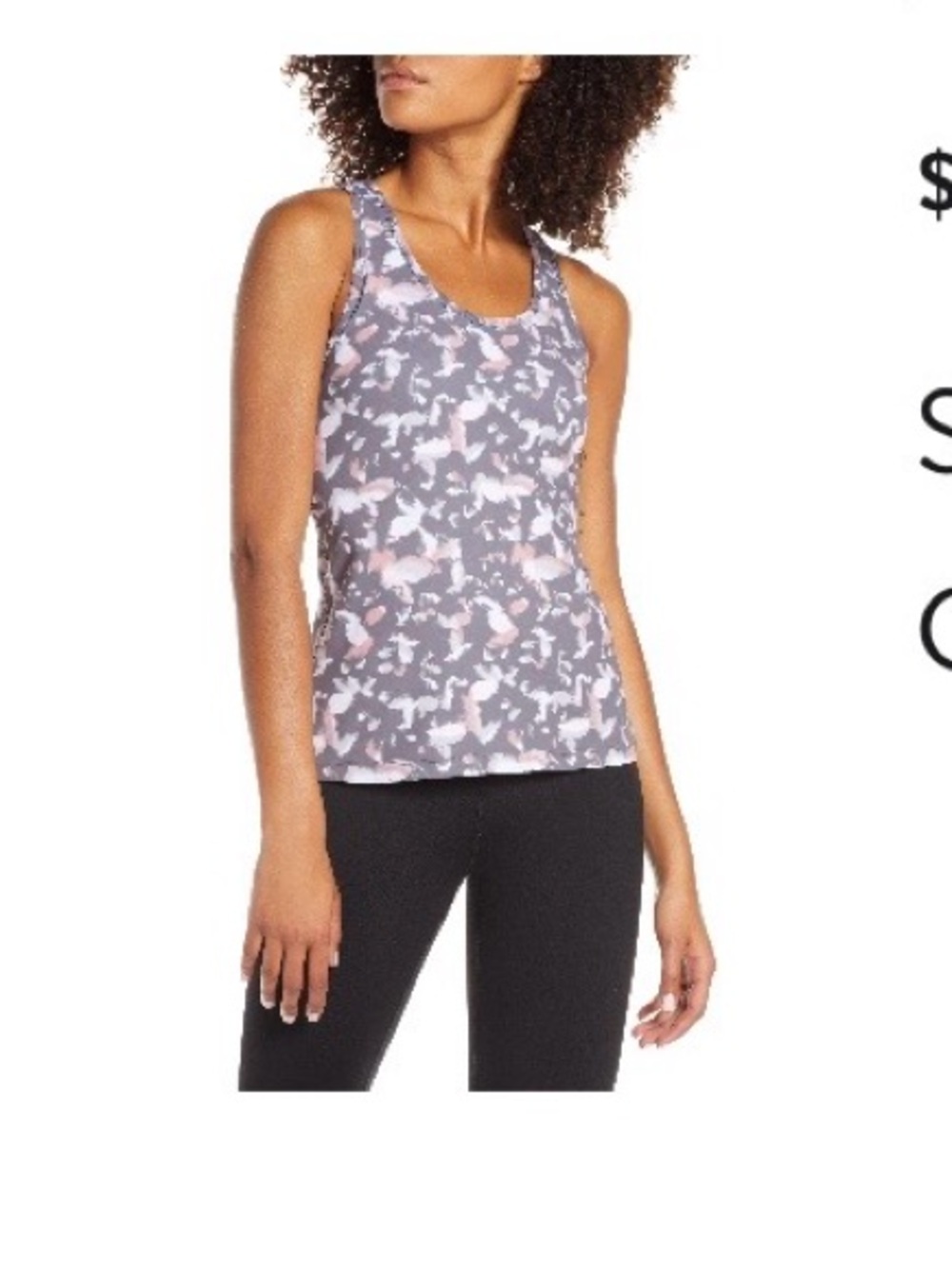Zella Resolve Racerback Tank Grey Kitten Mini Bloom Print